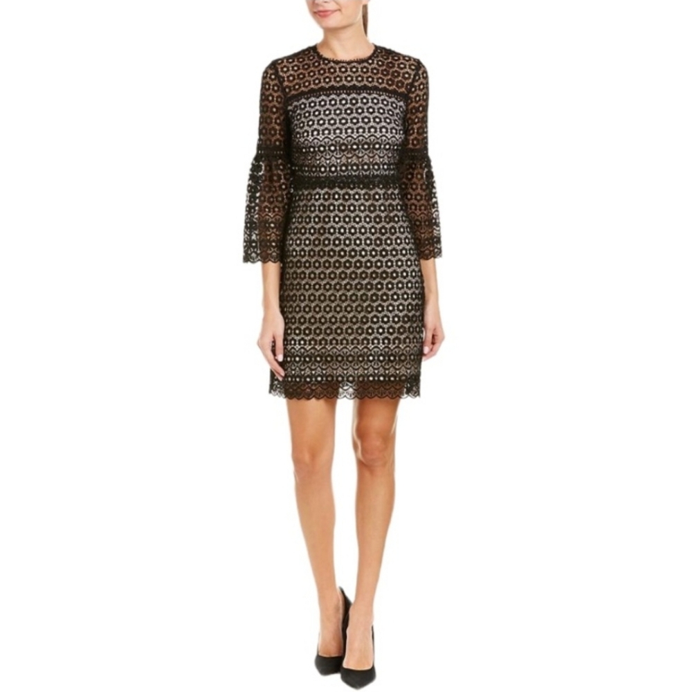 J.Crew Black Bell-Sleeves Flower Daisy Lace Dress Size 6